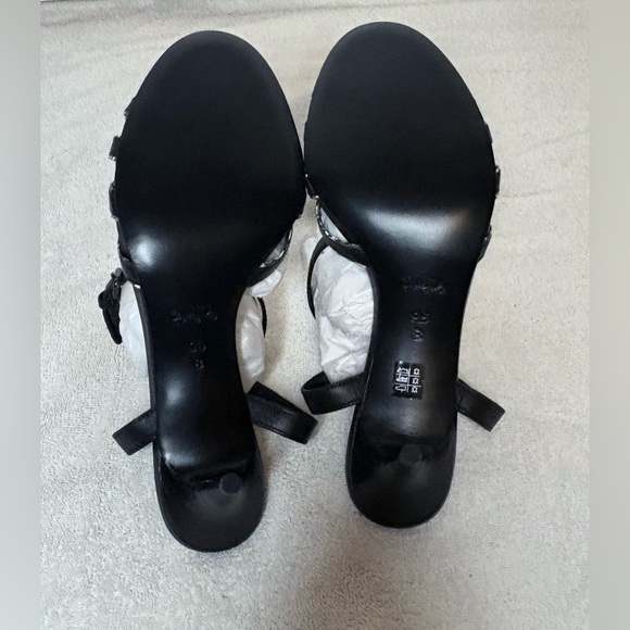 NWT Coach Meg Ankle strap Sandals Calf /land snake  Black/BLK-Wht  Size 9.5M - Picture 5 of 11